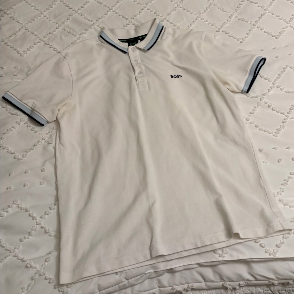 Boss Classic White Polo Shirt with Navy Accents